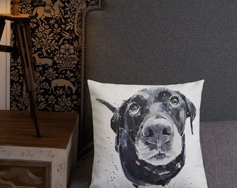 Black Labrador Premium Pillow/Cushion
