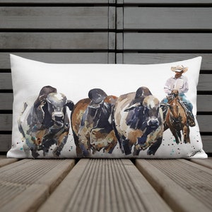 Brahman Cattle Easy Rider Premium Pillow/Cushion