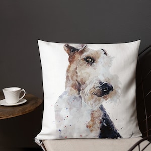 Wirehaired Fox Terrier  Premium Pillow - Fox Terrier Cushion, Dog Pillow, Dog Cushion