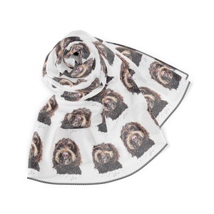 Cockapoo Edswatercolours Art inspired Poly Scarf. Cockapoo Scarf, Gift for her,Dog scarf