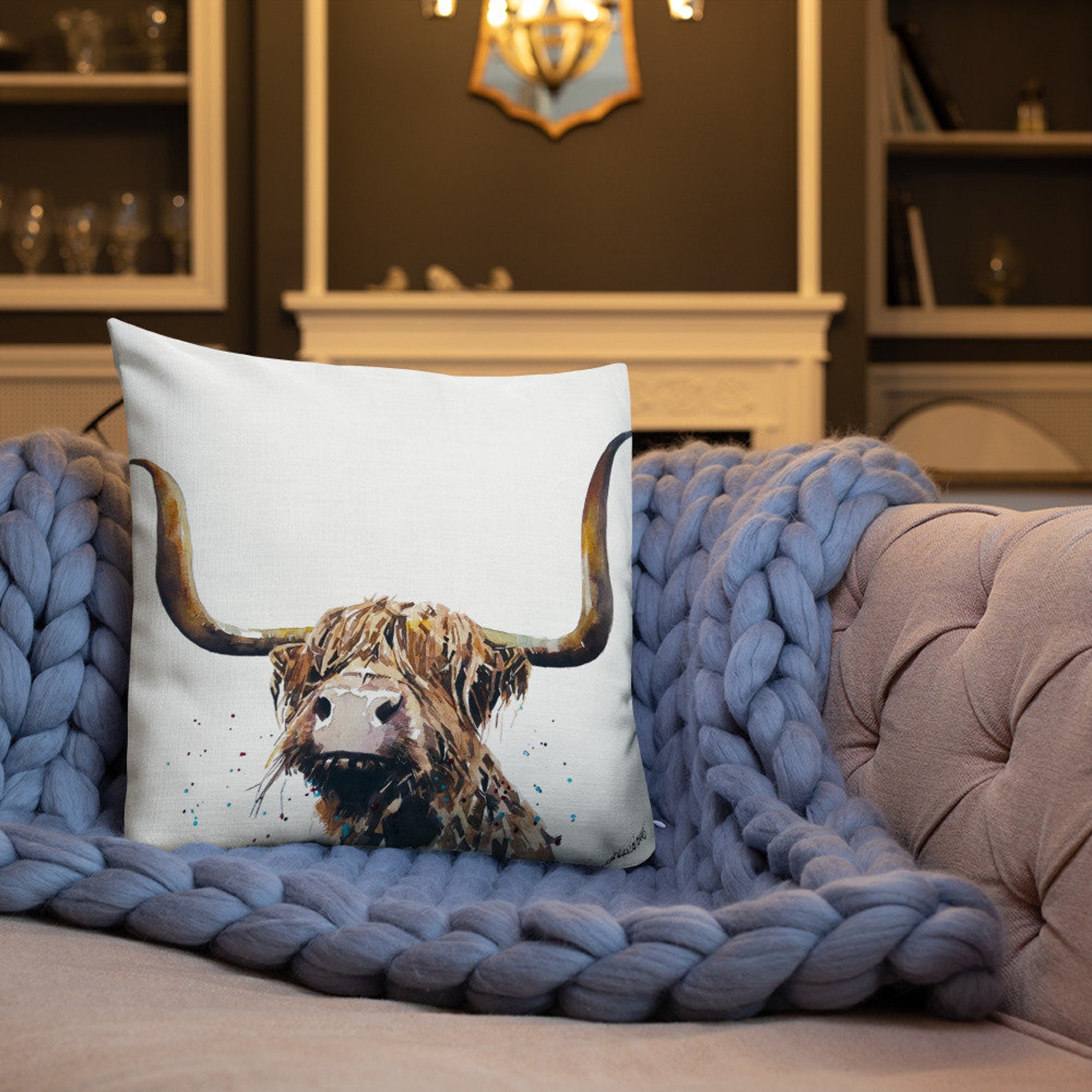 Highland Cow Premium Pillow Highland Cow Cushion, Highland Cow Home Decor Etsy