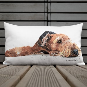 Airedale Lost in Thought Premium Pillow/Cushion