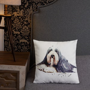 Bearded Collie Art Premium Pillow - Bearded Collie Art Cushion