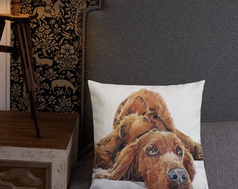 Red Setter Premium Pillow - Irish Setter Cushion