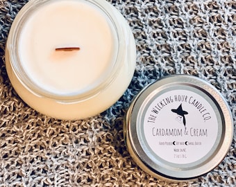 Cardamom & Cream Vegan Soy Wax Phthalate-Free Wooden Wick Candle