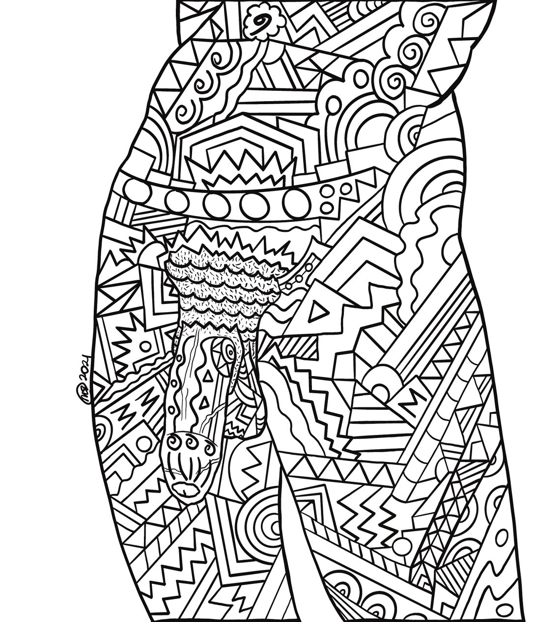 Mosaic Cock Coloring Page Download Printable Erotic | Etsy