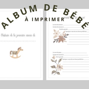 Album de Bébé Français Thème Vintage Oies, Album de Naissance, Album Souvenir Première Année, Journal de Naissance, Livre de Bébé, 45 pagina's