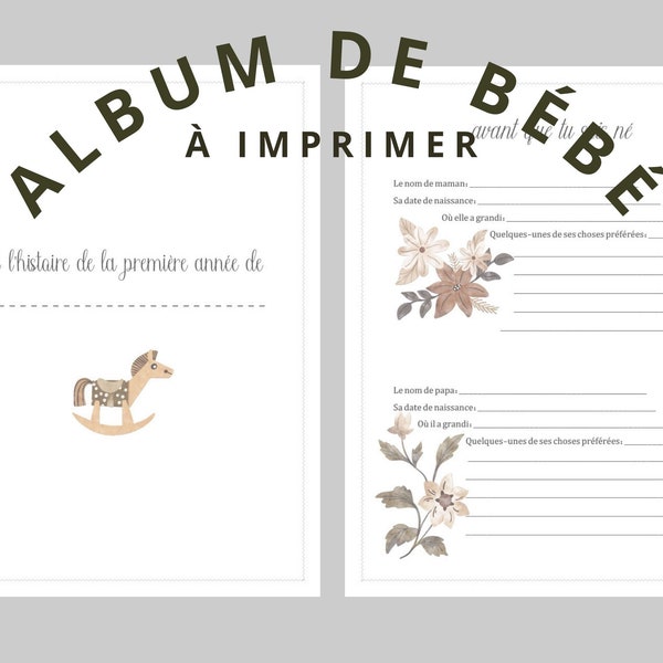 Album de Bébé Français Thème Vintage Oies, Album de Naissance, Album Souvenir Première Année, Journal de Naissance, Livre de Bébé, 45 Pages