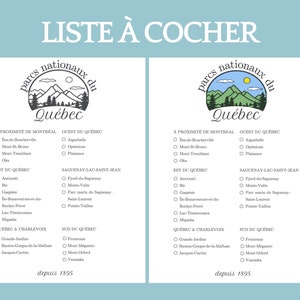 ケベック国立公園 - Liste à cocher - À imprimer - 瞬時の通話