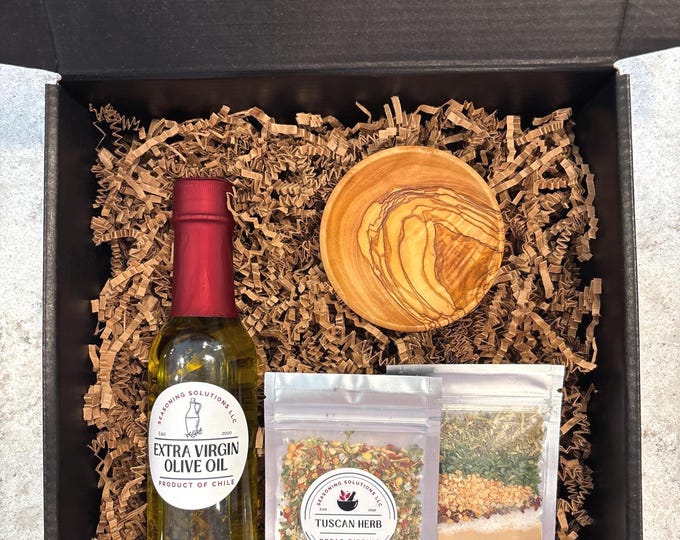 Dipping Herbs and Olive Wood Bowl with Olive Oil