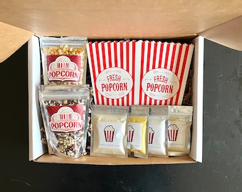 Caja de regalo de colecciones de palomitas de maíz gourmet, condimentos para palomitas de maíz, granos de palomitas de maíz, regalo para él