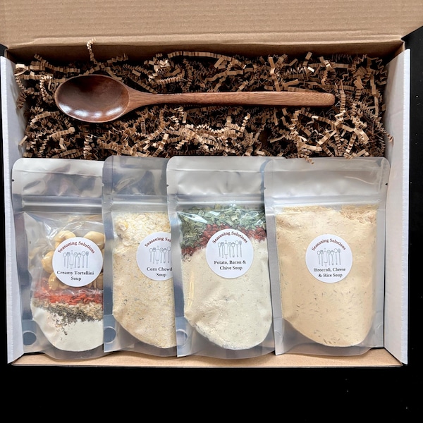 Soup Mix Gift Collection Box – 4 Gourmet Instant Soup Blends, Care Package Gift Set, Comfort Food, Thinking of You, Instant Soup Mix