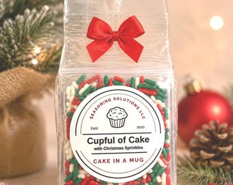 Christmas Cake in a Mug Mix, Microwave Mug Cake, Holiday Stocking Stuffer, Secret Santa Gift , Bulk Party Favors