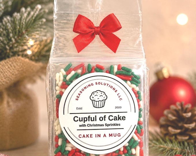 Christmas Cake in a Mug Mix, Microwave Mug Cake, Holiday Stocking Stuffer, Secret Santa Gift , Bulk Party Favors
