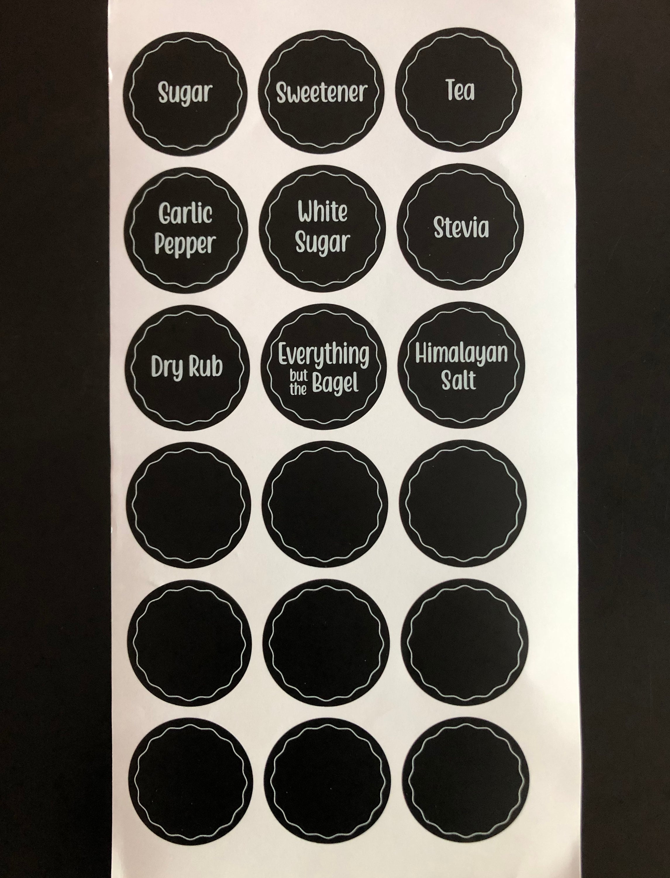 Waterproof Spice Labels For Spice Bottles And Jars - Blackboard