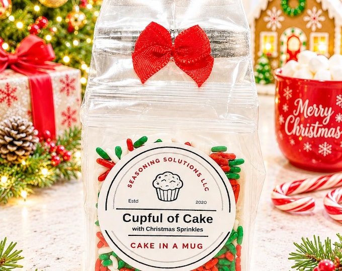 Christmas Cake in a Mug Mix, Microwave Mug Cake, Holiday Stocking Stuffer, Secret Santa Gift , Bulk Party Favors