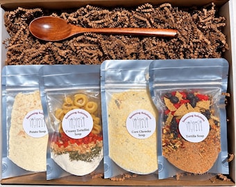 Soup Mix Gift Collection Box – 4 Gourmet Instant Soup Blends, Care Package Gift Set, Comfort Food, Thinking of You, Instant Soup Mix