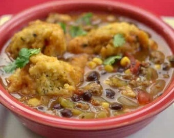 Southwest Chowder with Cornbread Dumplings