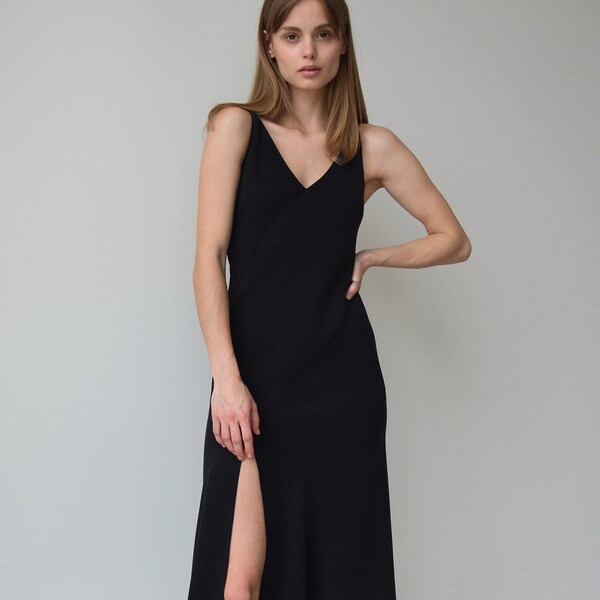 Black Maxi Slip Dress Etsy