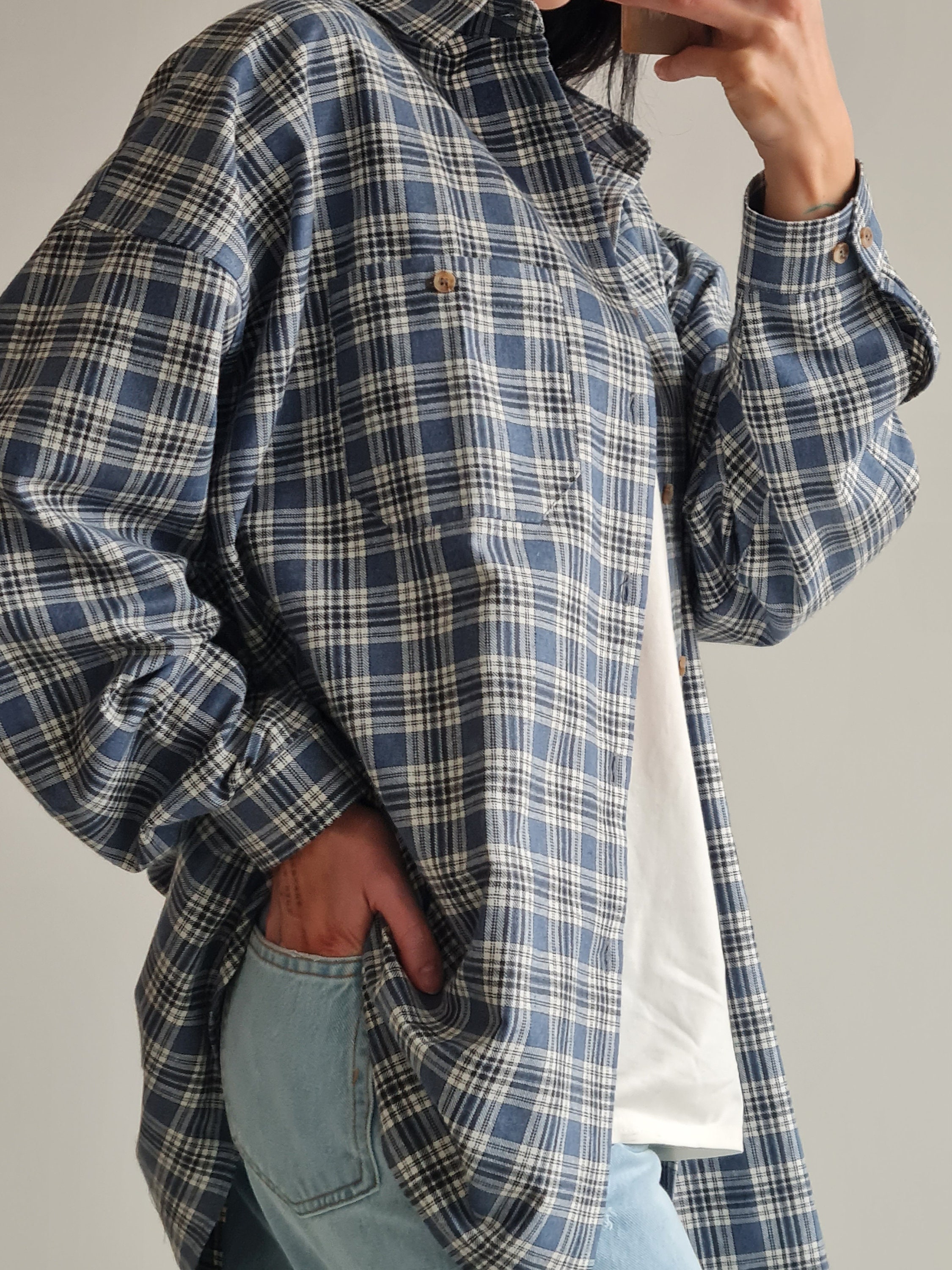 Oversized plaid shirt womens hot sale
