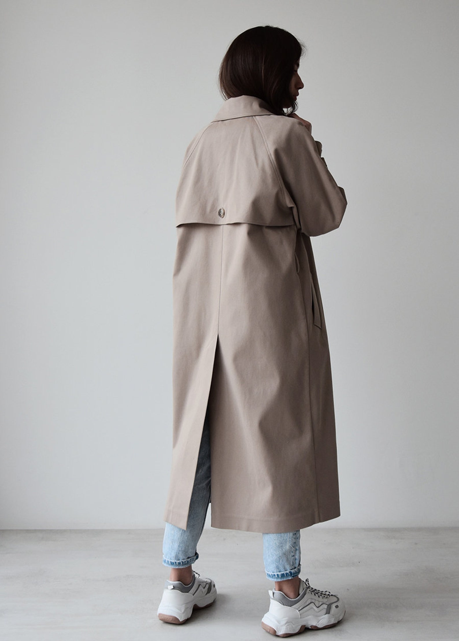 Beige Flat Trench Coat main image 0
