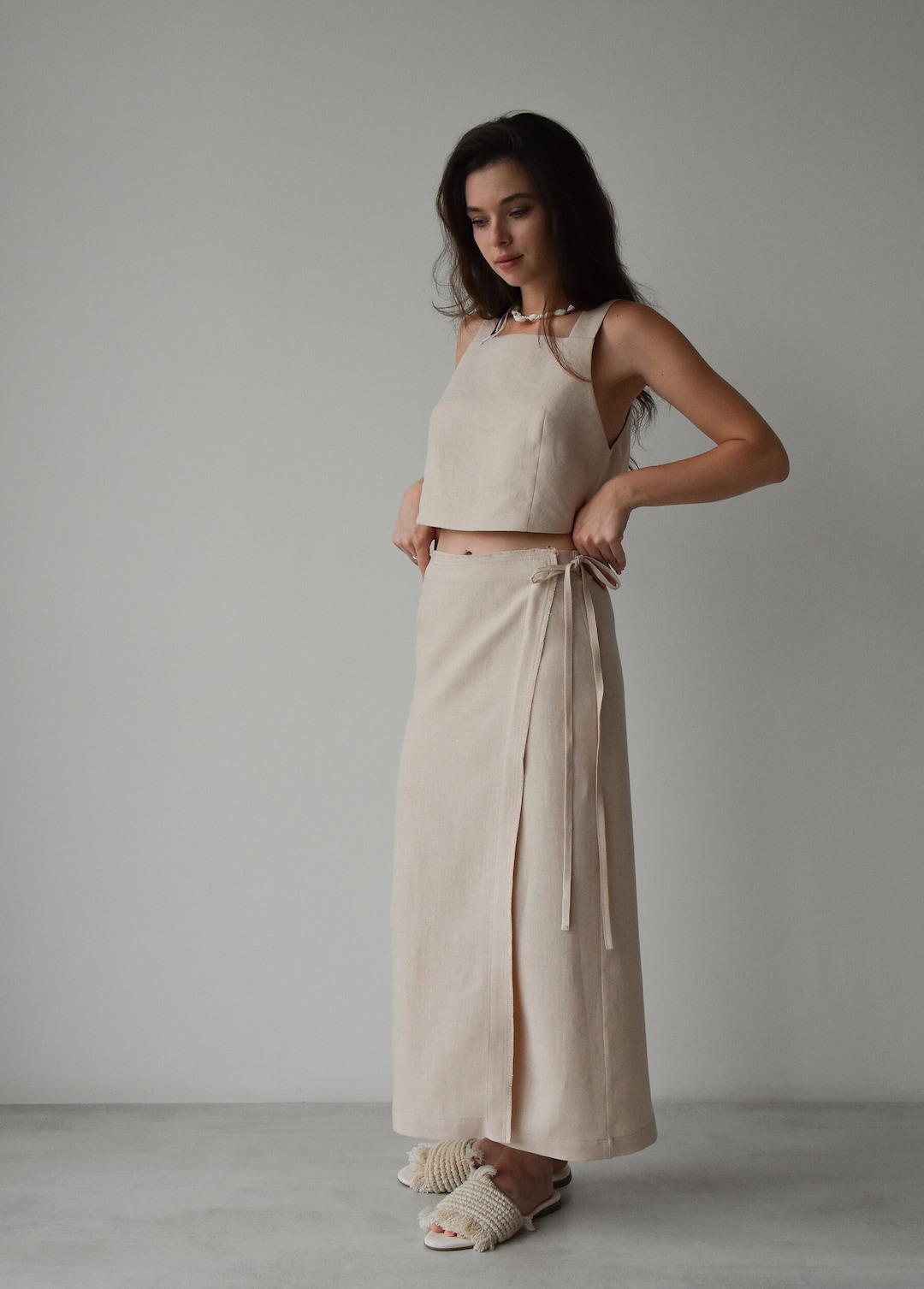 Fabrosanz: Beige Linen Skirt