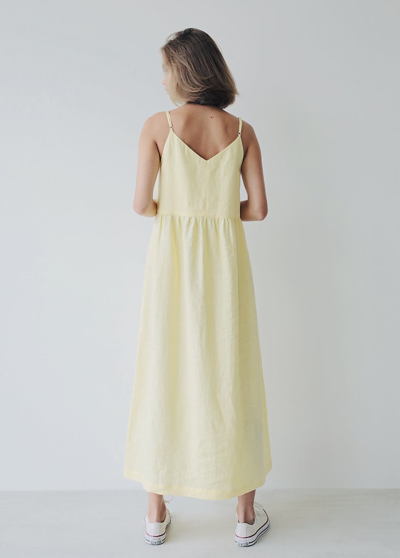 Yellow Dress Pale Yellow Linen Dress for Women Yellow Etsy
