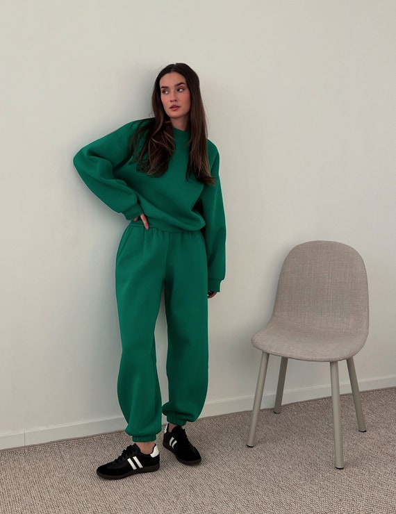 Green Oversized Sweatpants Thick Joggers Warm Fleece Sweatpants for Women Winter Pants Etsy UK