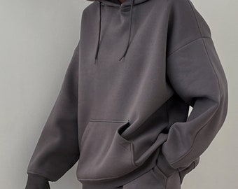 Gray oversized hoodie for women, Long hoodie, Unisex gray hoodie, Oversized gray sweatshirt, Pain baggy hoodie, Warm hoodie, Thick hoodie