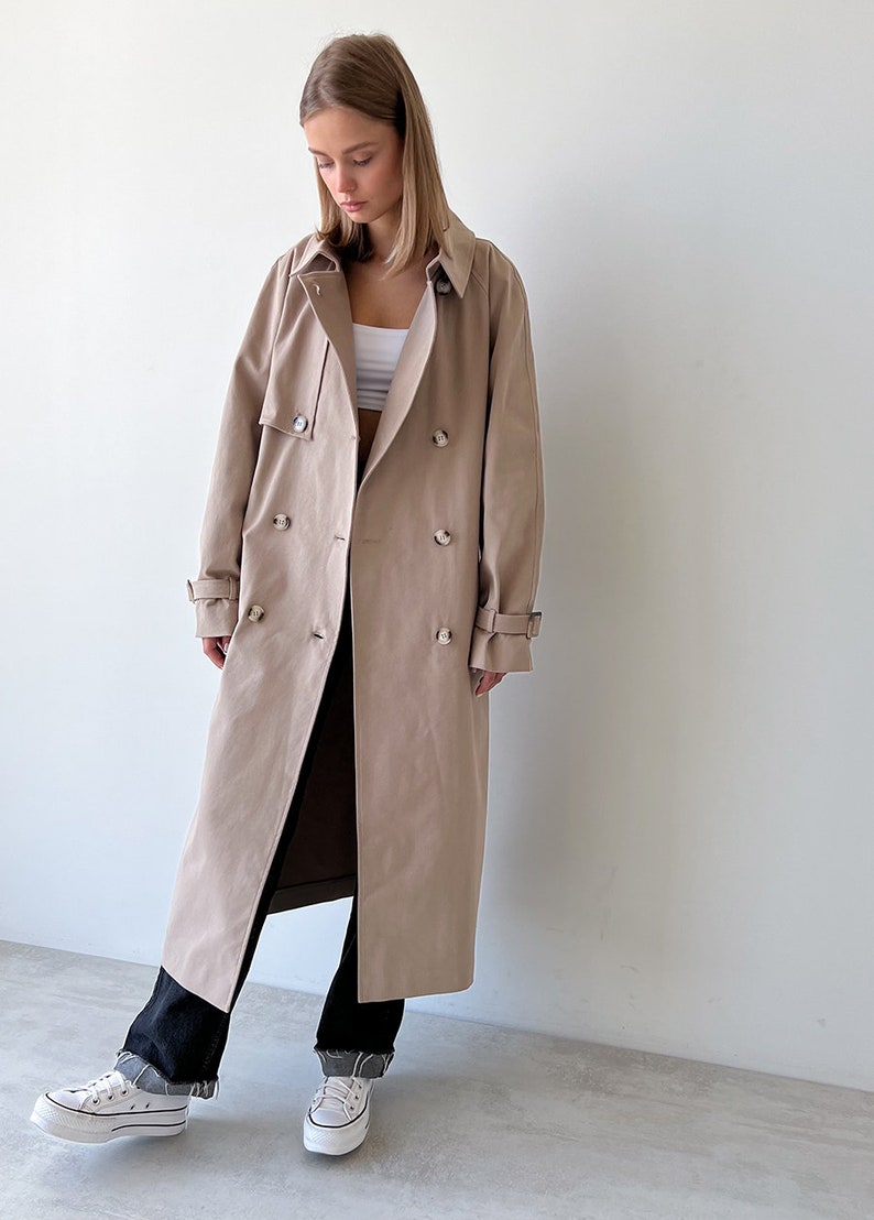 Beige Trench Coat for Women Beige Relaxed Trench Coat With - Etsy
