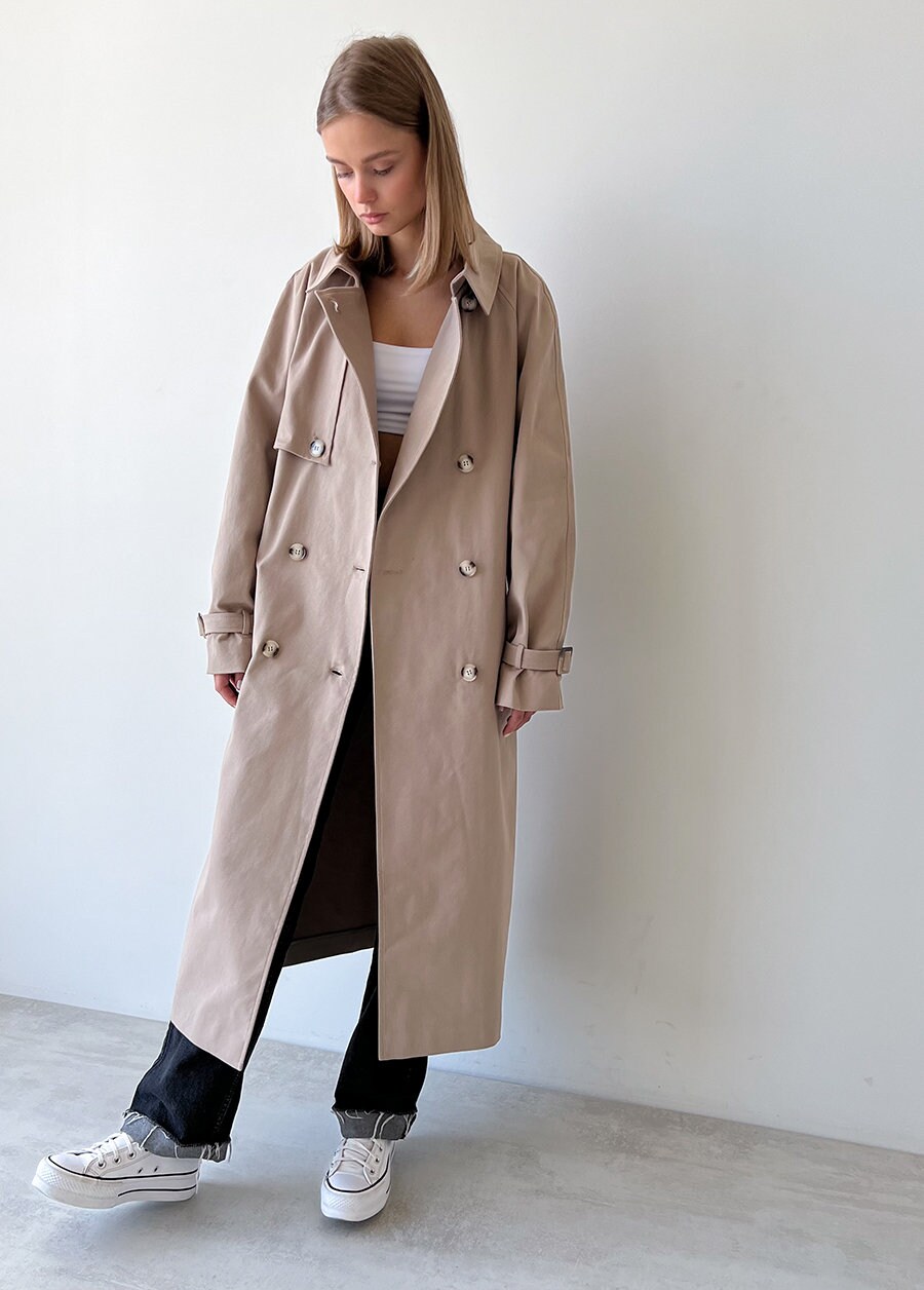 Beige Flat Trench Coat