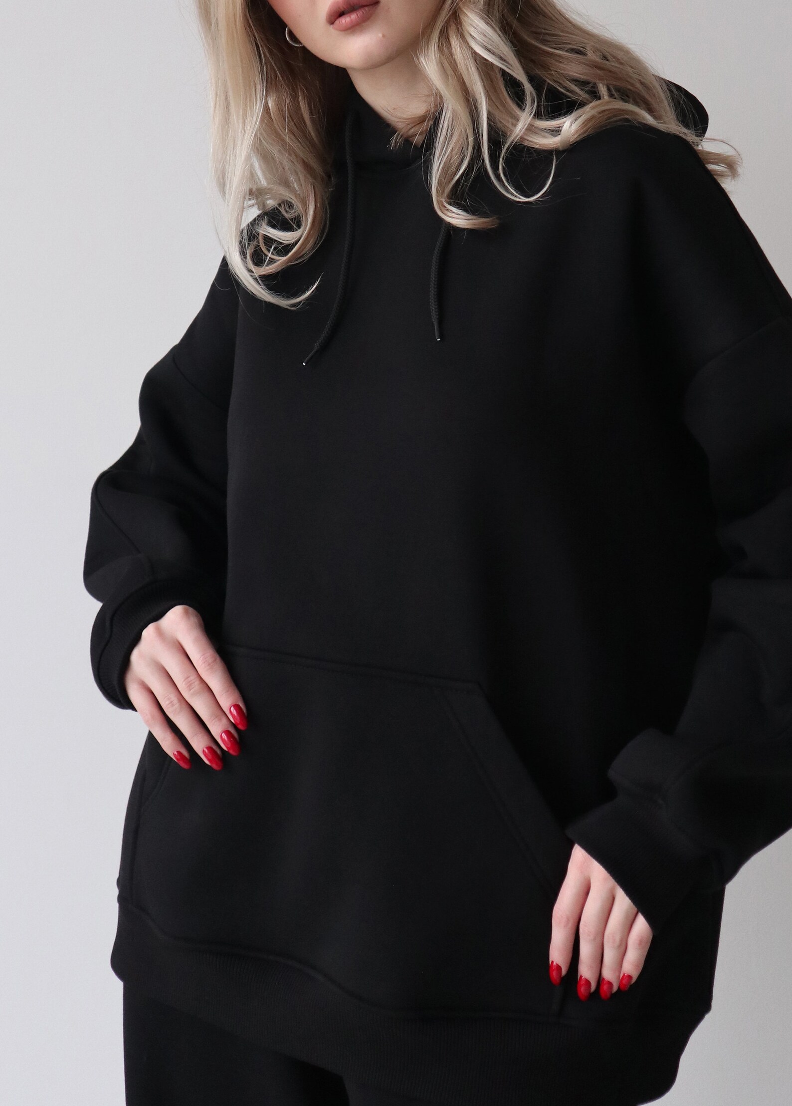 Black Oversized Hoodie, Long Hoodie, Unisex Black Hoodie, Oversized ...