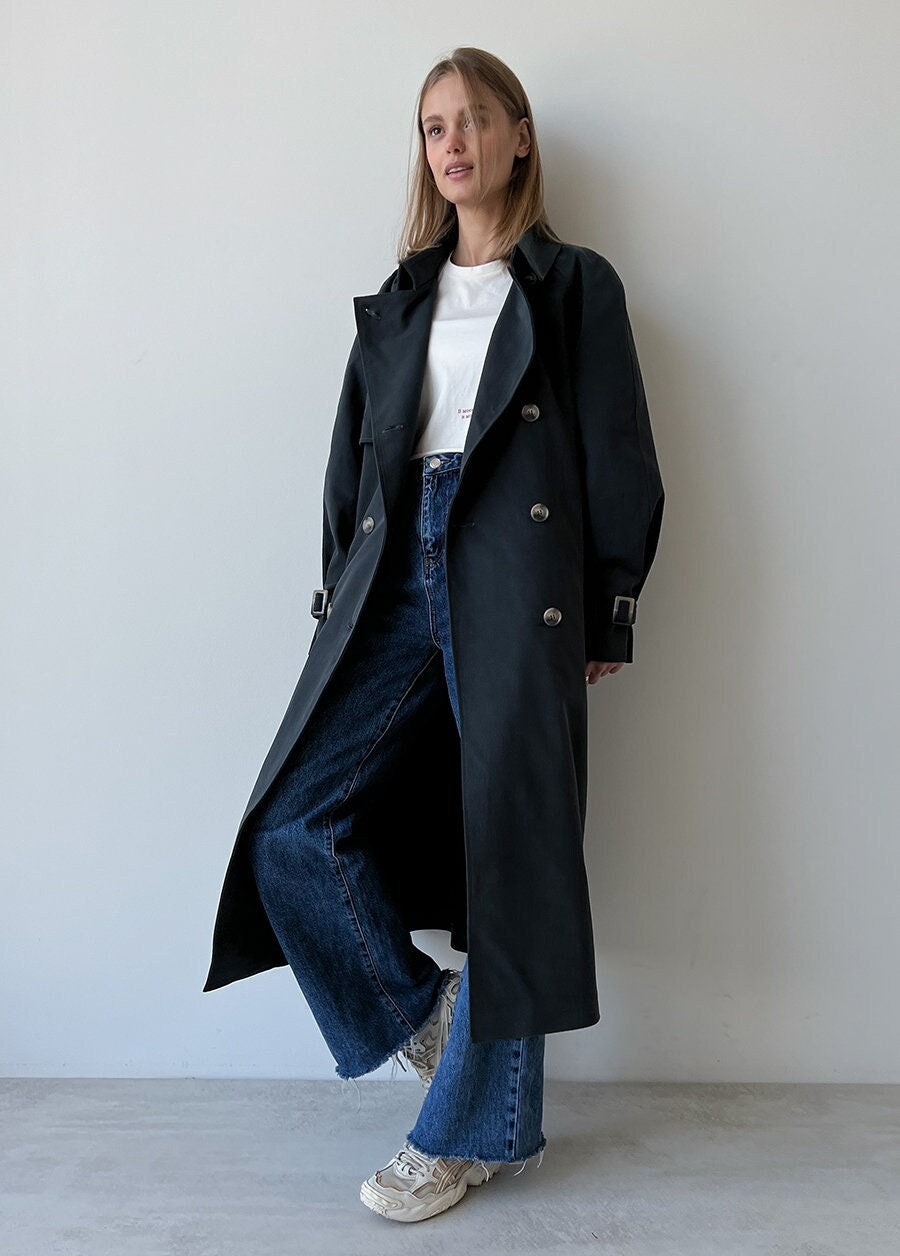 Oversized Trench Coat for Women Dark Gray Trench Coat Etsy