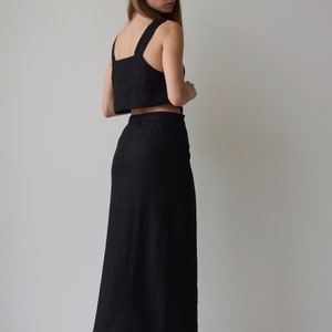 Linen Wrap Skirt With Slit Black Linen Skirt Maxi Wrap Skirt - Etsy