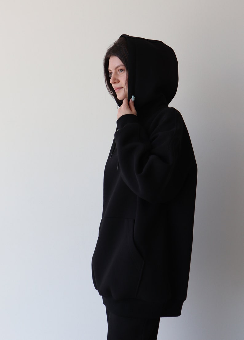 Black Oversized Hoodie Long Hoodie Unisex Black Hoodie - Etsy