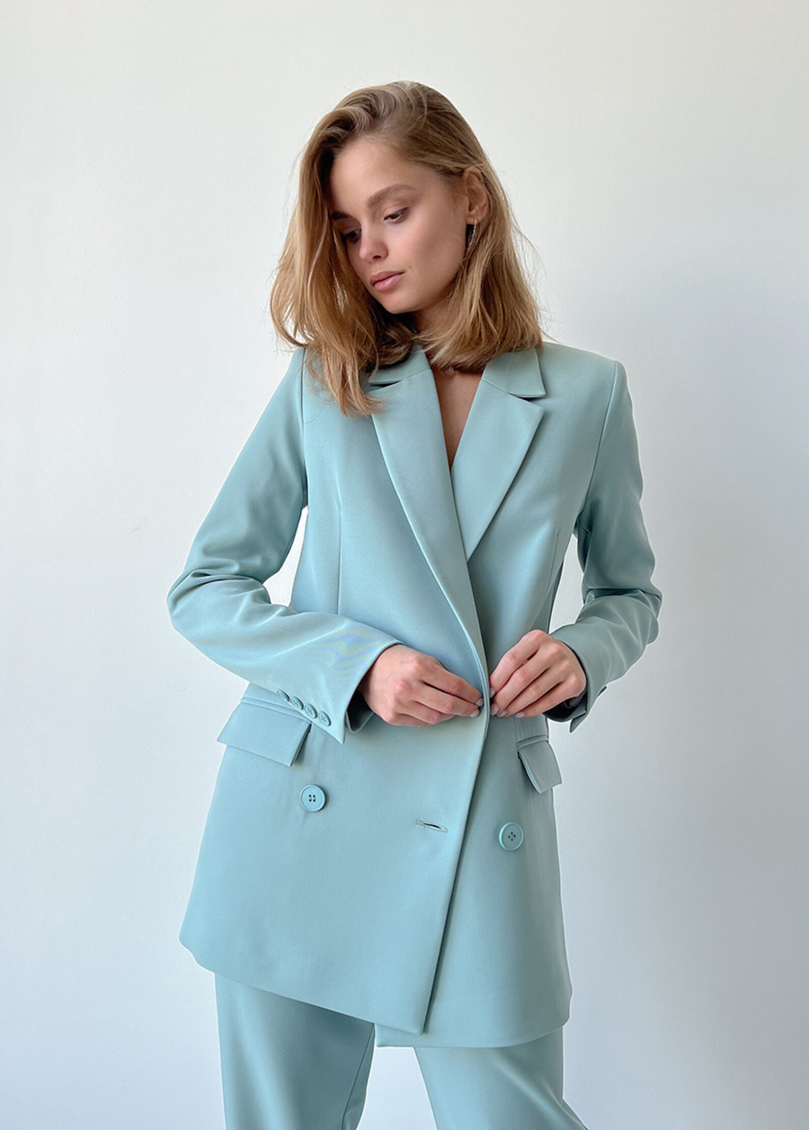 Women's Double-Breasted Blazer - Natural