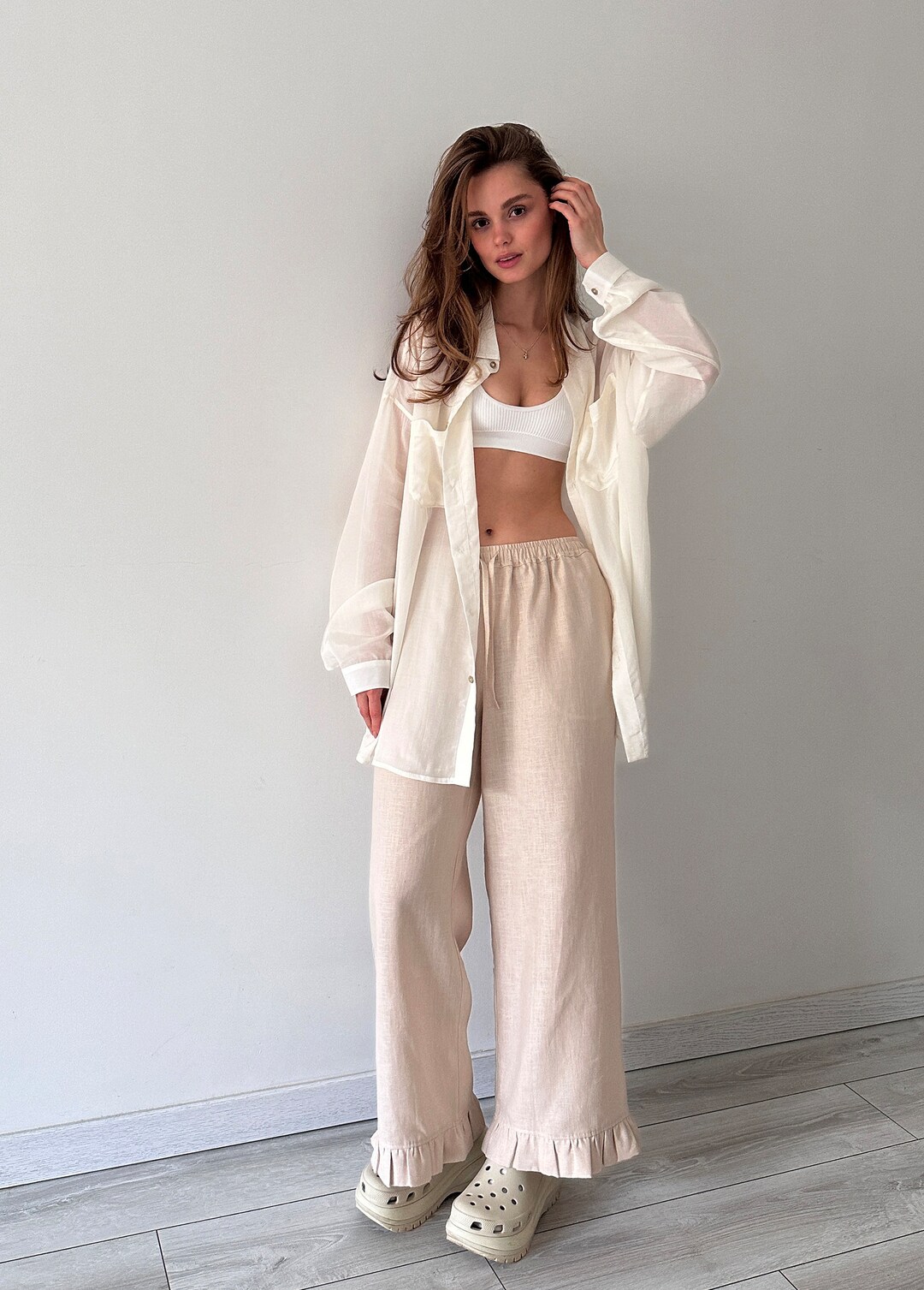 Beige Linen Pants