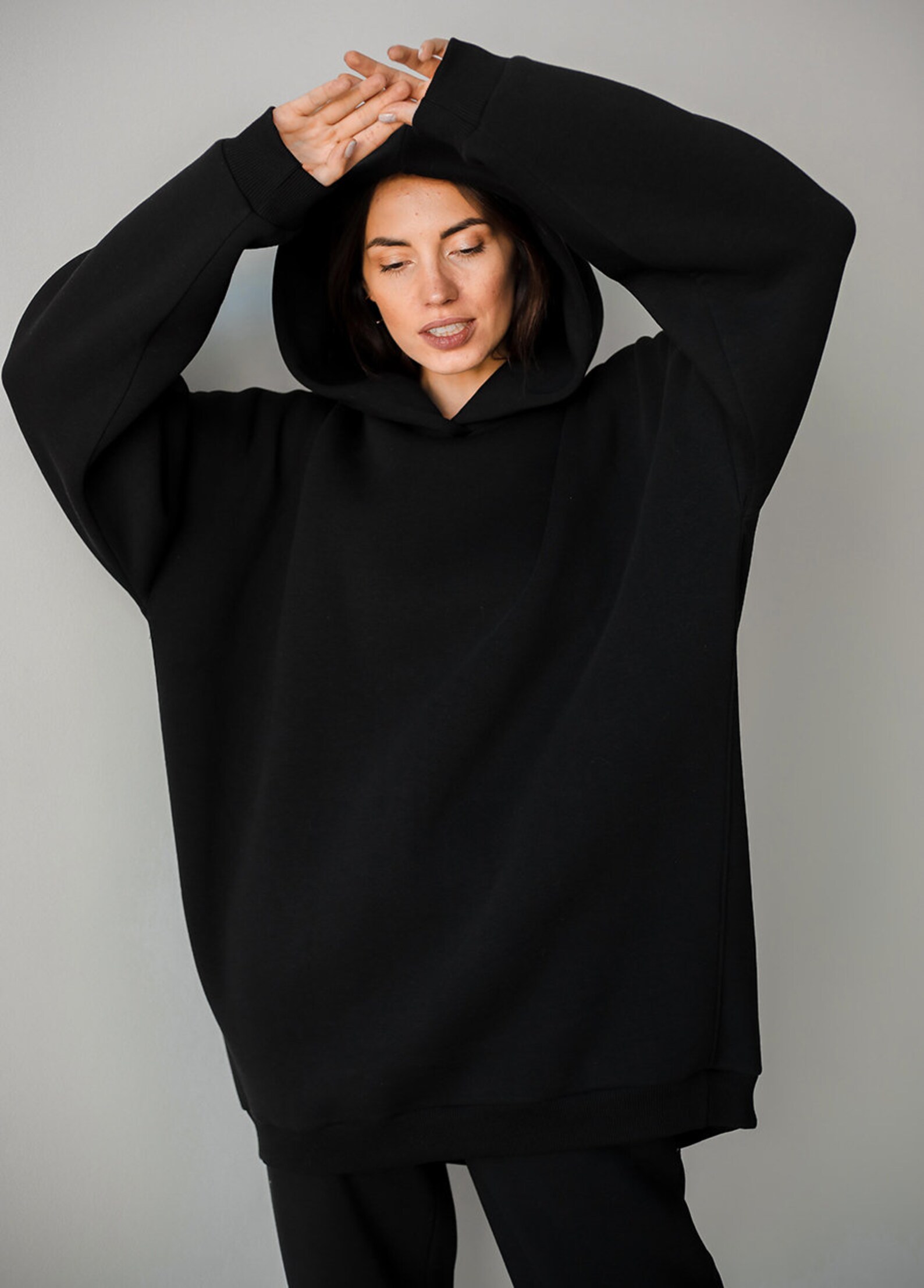 Black Oversized Hoodie for Women Long Hoodie Unisex Black - Etsy