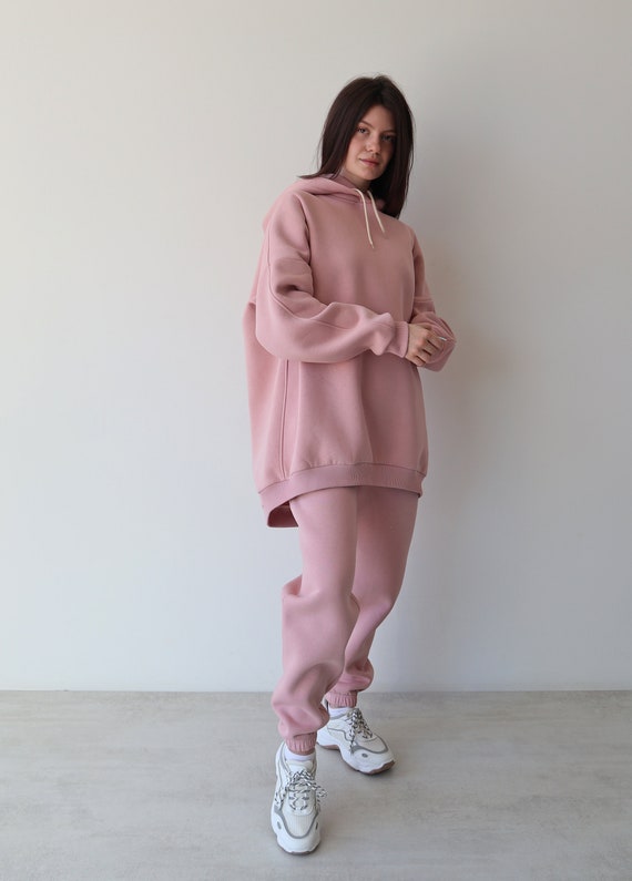 Pink Joggers, High Rise Sweat Pants, Warm Fleece Lined Sweatpants