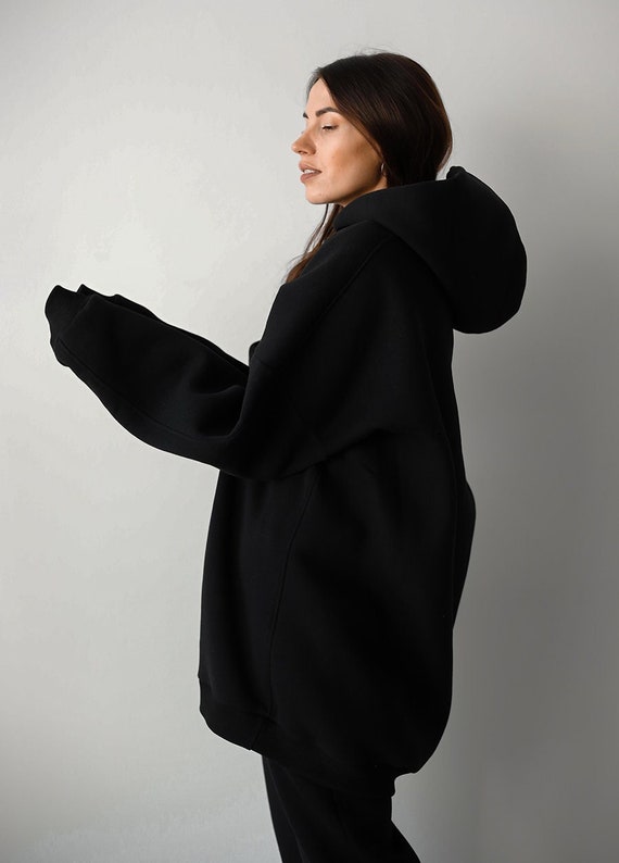 Black Oversized Hoodie for Women Long Hoodie Unisex Black - Etsy UK