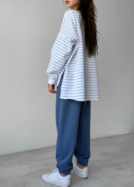 Oversized cheap striped sweatshirt