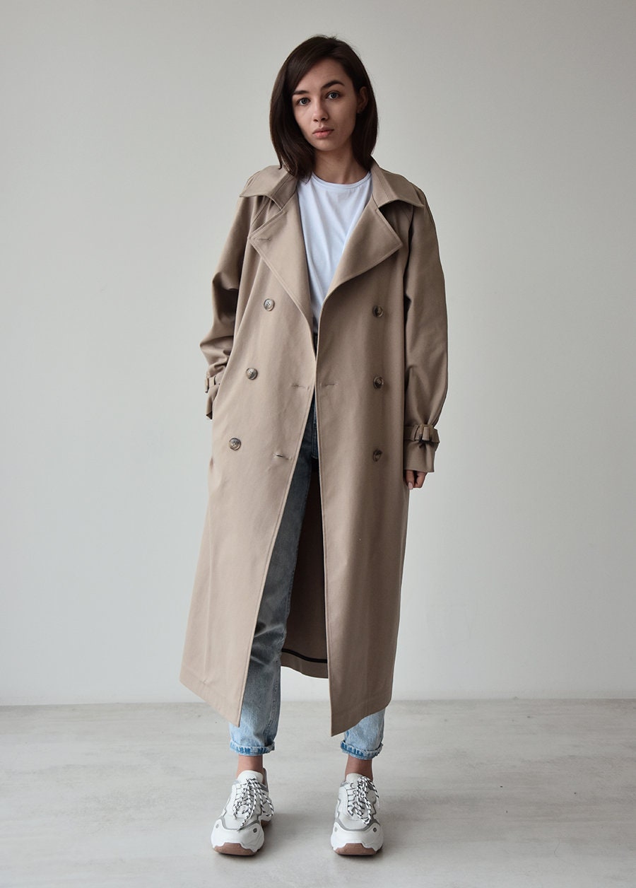 Jeana Beige Two Tone Trench Coat