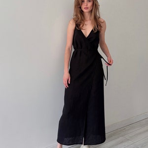 Solid Black Wide Strap Sleeveless Embroidery Sun Dress
