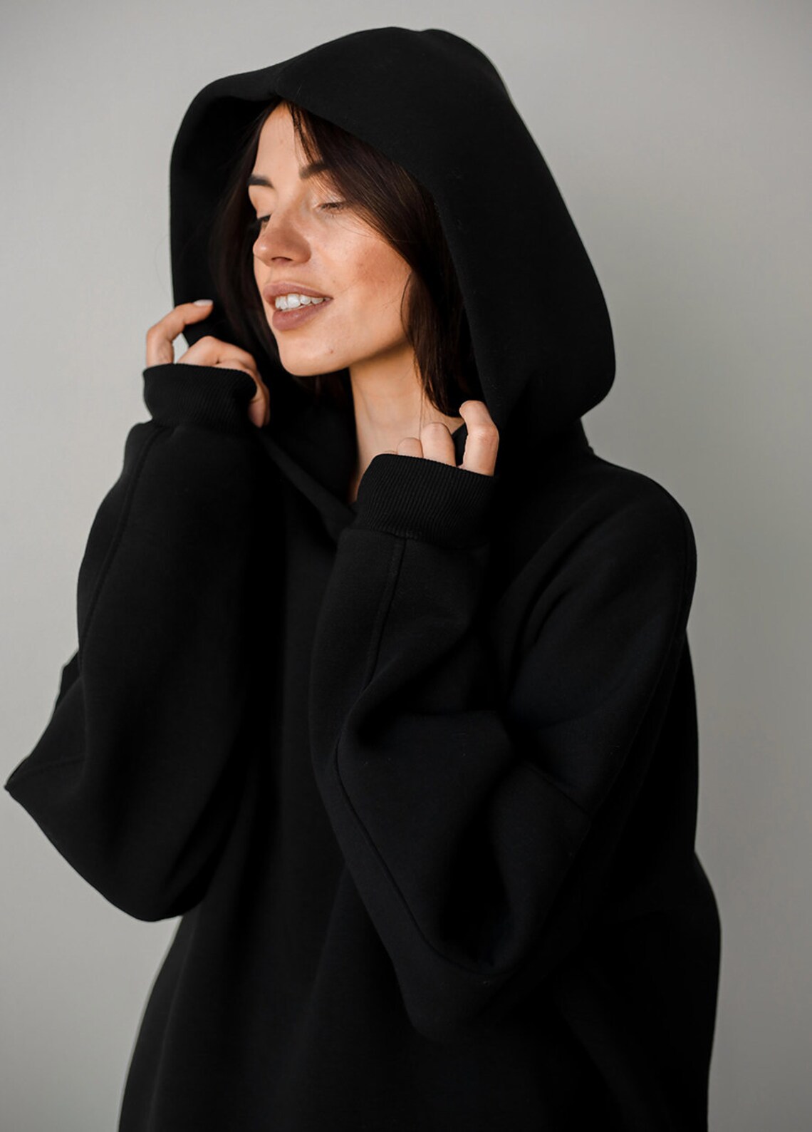 Black Oversized Hoodie for Women Long Hoodie Unisex Black - Etsy