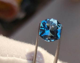 5.51 Ct. Custom Cut Electric Blue Topaz - Precision Cut Blue Topaz
