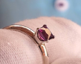 Square Cut Garnet Sterling Silver Engagement/Wedding Ring - Size 8