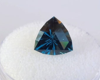 2.50 Ct. London Blue Topaz - Triangle Checker Cut - Jewelry Making and Gem Collectors 8.65 mm x 9.00 mm x 5.75 mm (W x L x H)