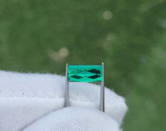 1.55 ct. Diamonds Cut Synthetic Emerald - Precision Cut