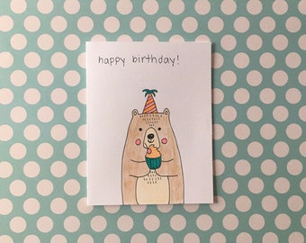 Cute Bear Birthday Notecard
