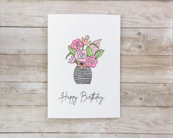 Birthday Flower Vase Card